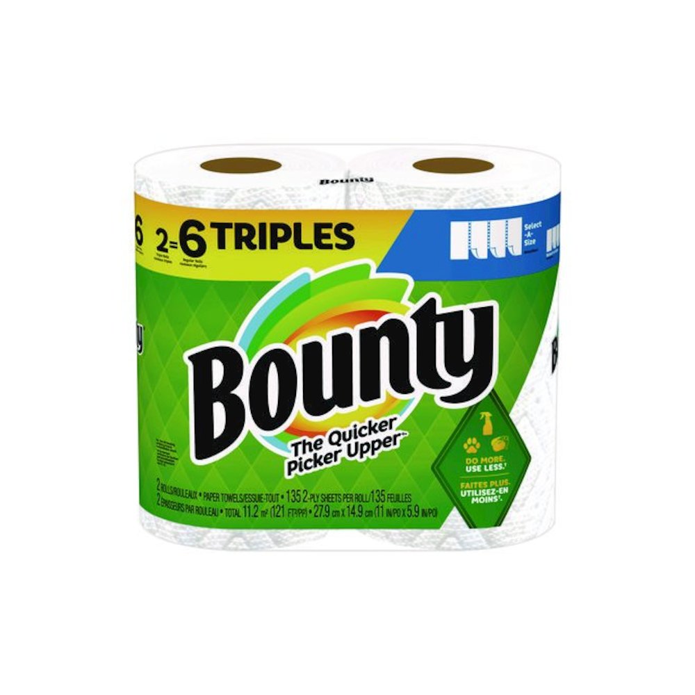 Select-a-Size Kitchen Roll Paper Towels, 2-Ply, 11 x 5.9, White, 135 Sheets/Roll, 2 Rolls/Pack. Picture 1