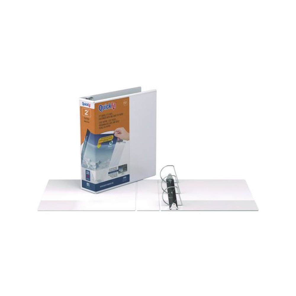 QuickFit D-Ring View Binder, 3 Rings, 2" Capacity, 11 x 8.5, White. Picture 2