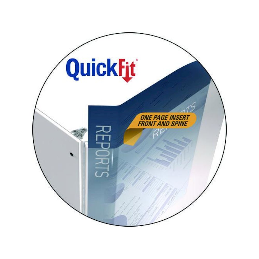 QuickFit D-Ring View Binder, 3 Rings, 2" Capacity, 11 x 8.5, White. Picture 4
