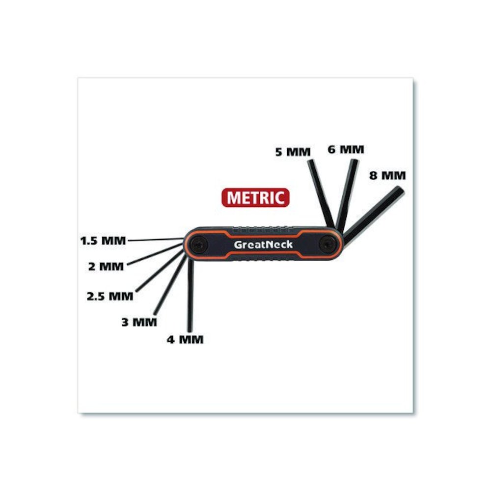 Hex Key Fold-Up Tool Set, Two-Piece, Metric/SAE, Black-Oxide/Blue (SAE), Black-Oxide/Red (Metric). Picture 2