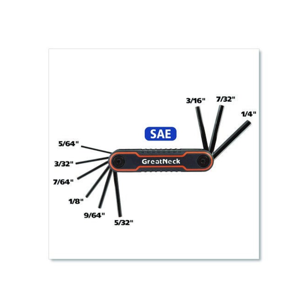 Hex Key Fold-Up Tool Set, Two-Piece, Metric/SAE, Black-Oxide/Blue (SAE), Black-Oxide/Red (Metric). Picture 3
