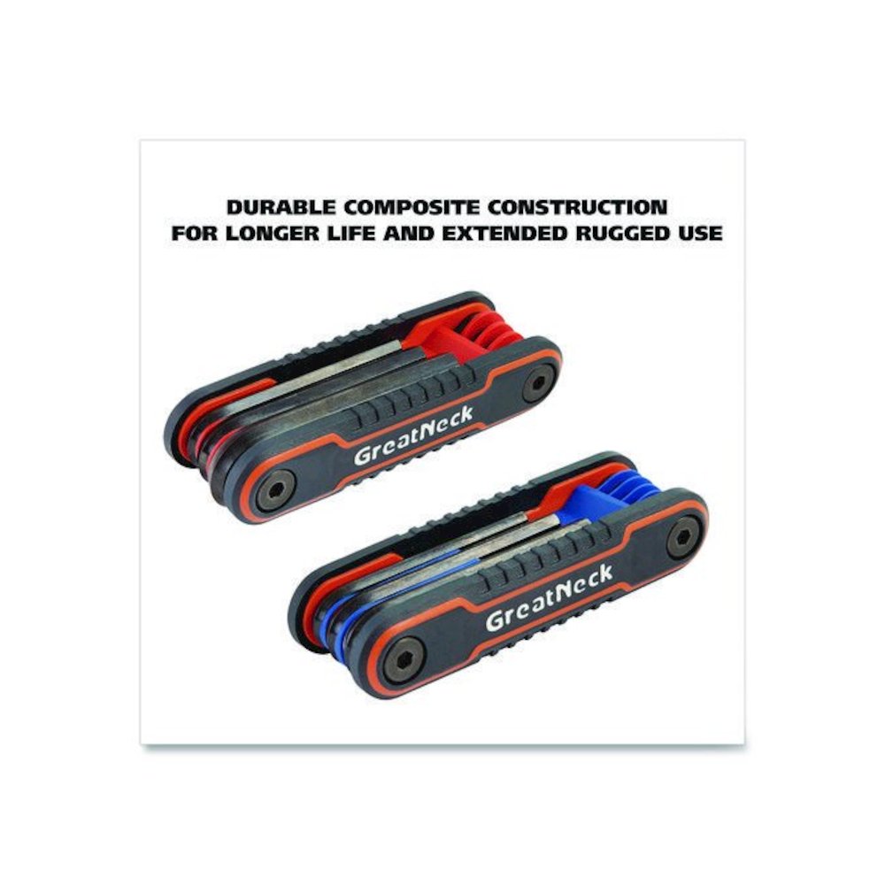 Hex Key Fold-Up Tool Set, Two-Piece, Metric/SAE, Black-Oxide/Blue (SAE), Black-Oxide/Red (Metric). Picture 4
