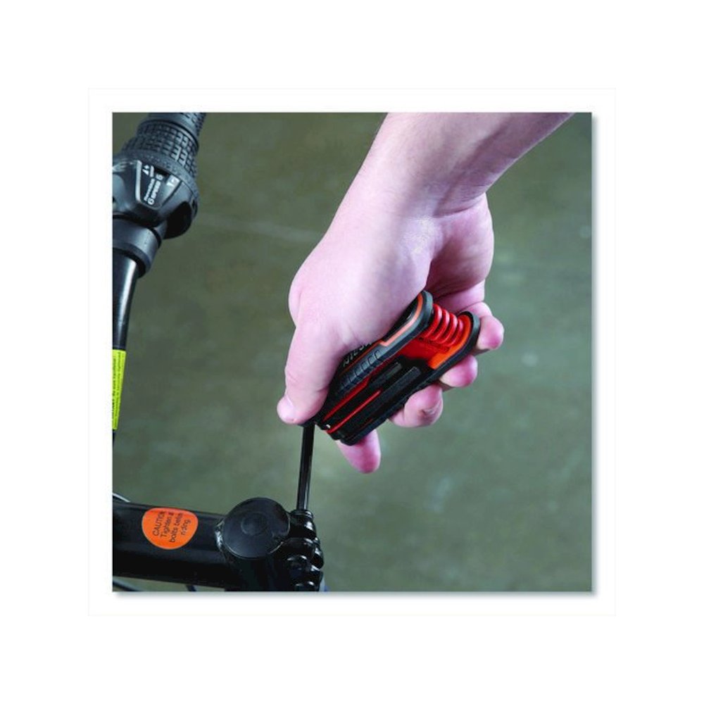 Hex Key Fold-Up Tool Set, Two-Piece, Metric/SAE, Black-Oxide/Blue (SAE), Black-Oxide/Red (Metric). Picture 7