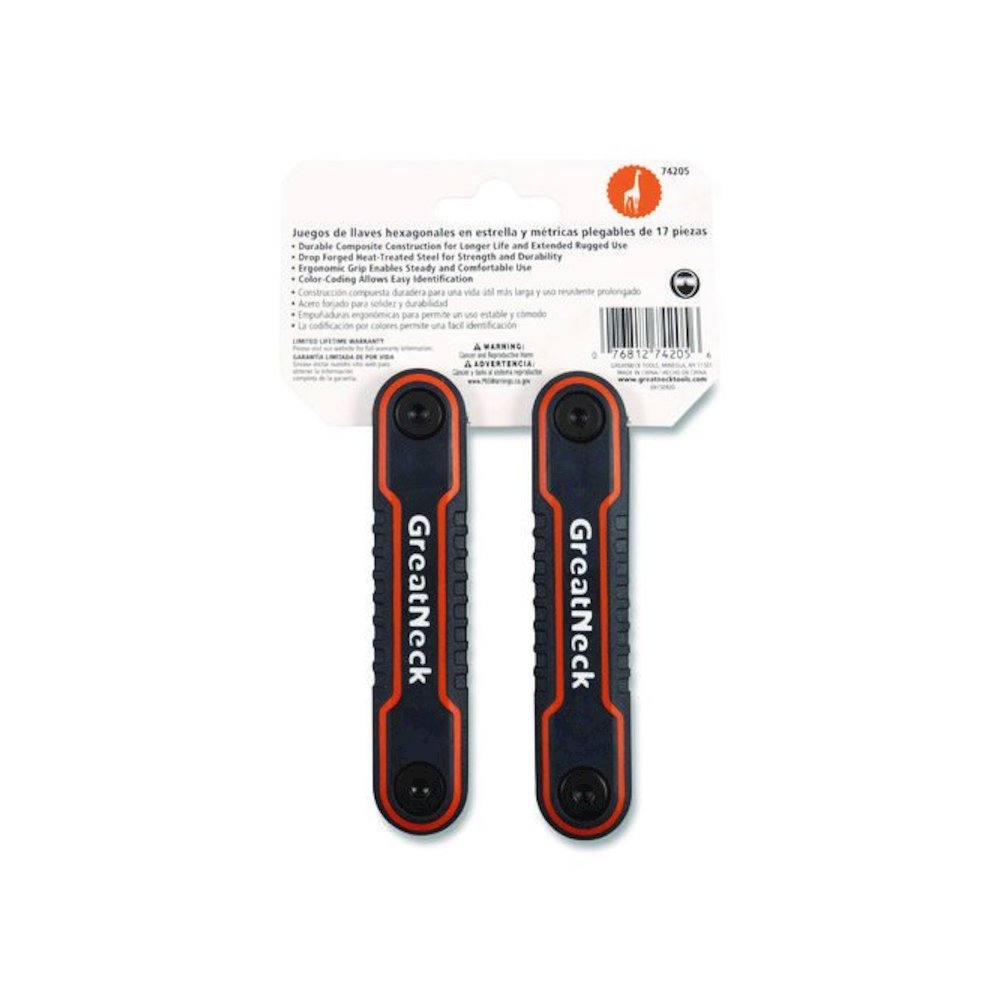 Hex Key Fold-Up Tool Set, Two-Piece, Metric/SAE, Black-Oxide/Blue (SAE), Black-Oxide/Red (Metric). Picture 10