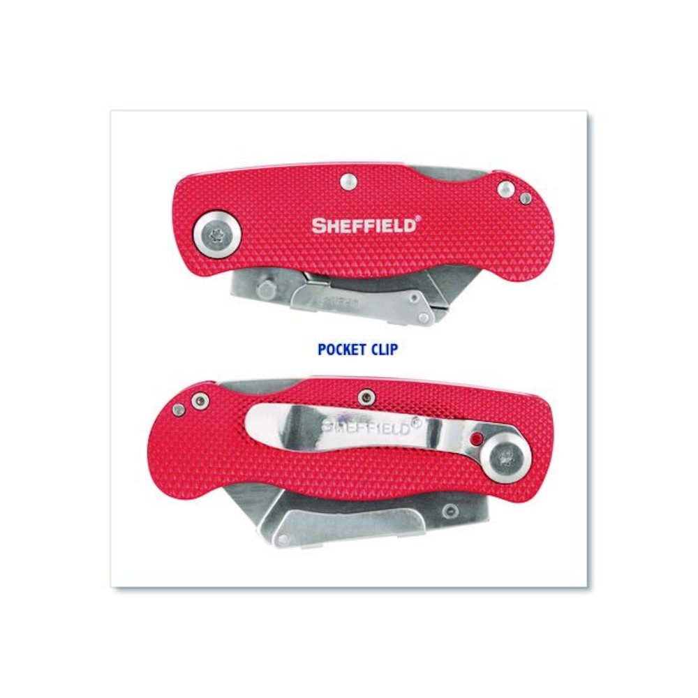 Quick Change Lock Back Utility Knife, 1.25" Blade, 3.5" Aluminum Handle, Red. Picture 4