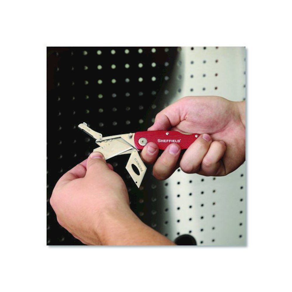 Quick Change Lock Back Utility Knife, 1.25" Blade, 3.5" Aluminum Handle, Red. Picture 8