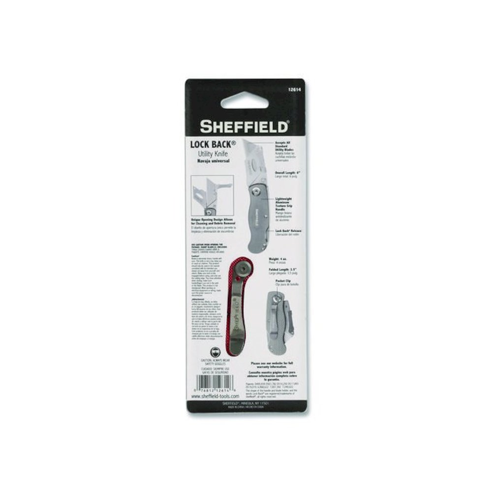 Quick Change Lock Back Utility Knife, 1.25" Blade, 3.5" Aluminum Handle, Red. Picture 3