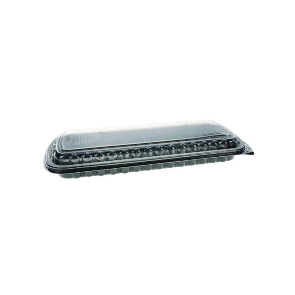 MealMaster Rib Container Base/Lid, 16.6 x 7.3 x 2.3, Black/Clear, Plastic, 80/Carton. Picture 1
