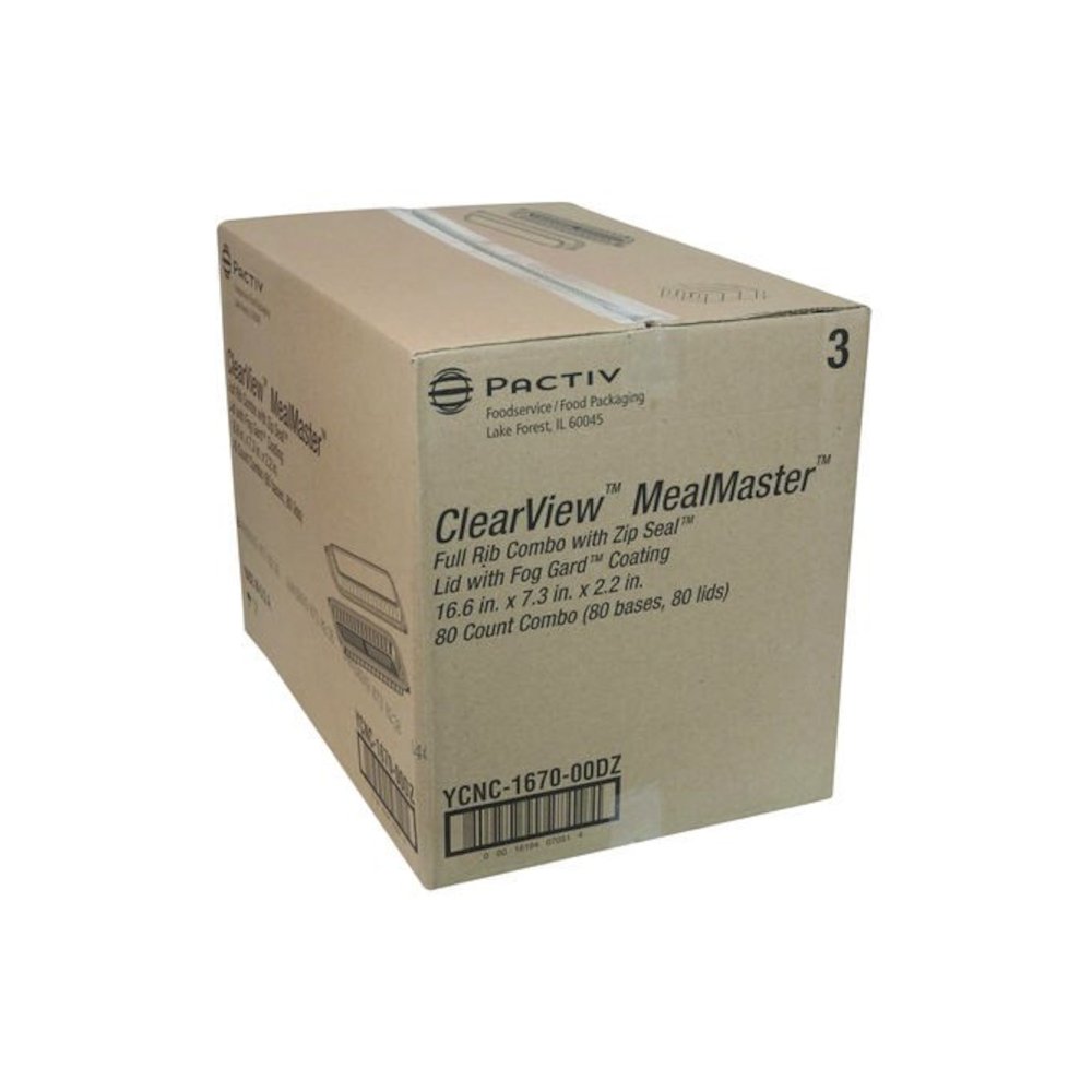 MealMaster Rib Container Base/Lid, 16.6 x 7.3 x 2.3, Black/Clear, Plastic, 80/Carton. Picture 2