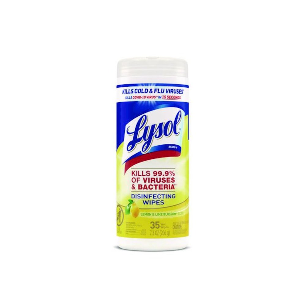 Disinfecting Wipes, 1-Ply, 7 x 7.25, Lemon and Lime Blossom, White, 35 Wipes/Canister, 12 Canisters/Carton. Picture 2