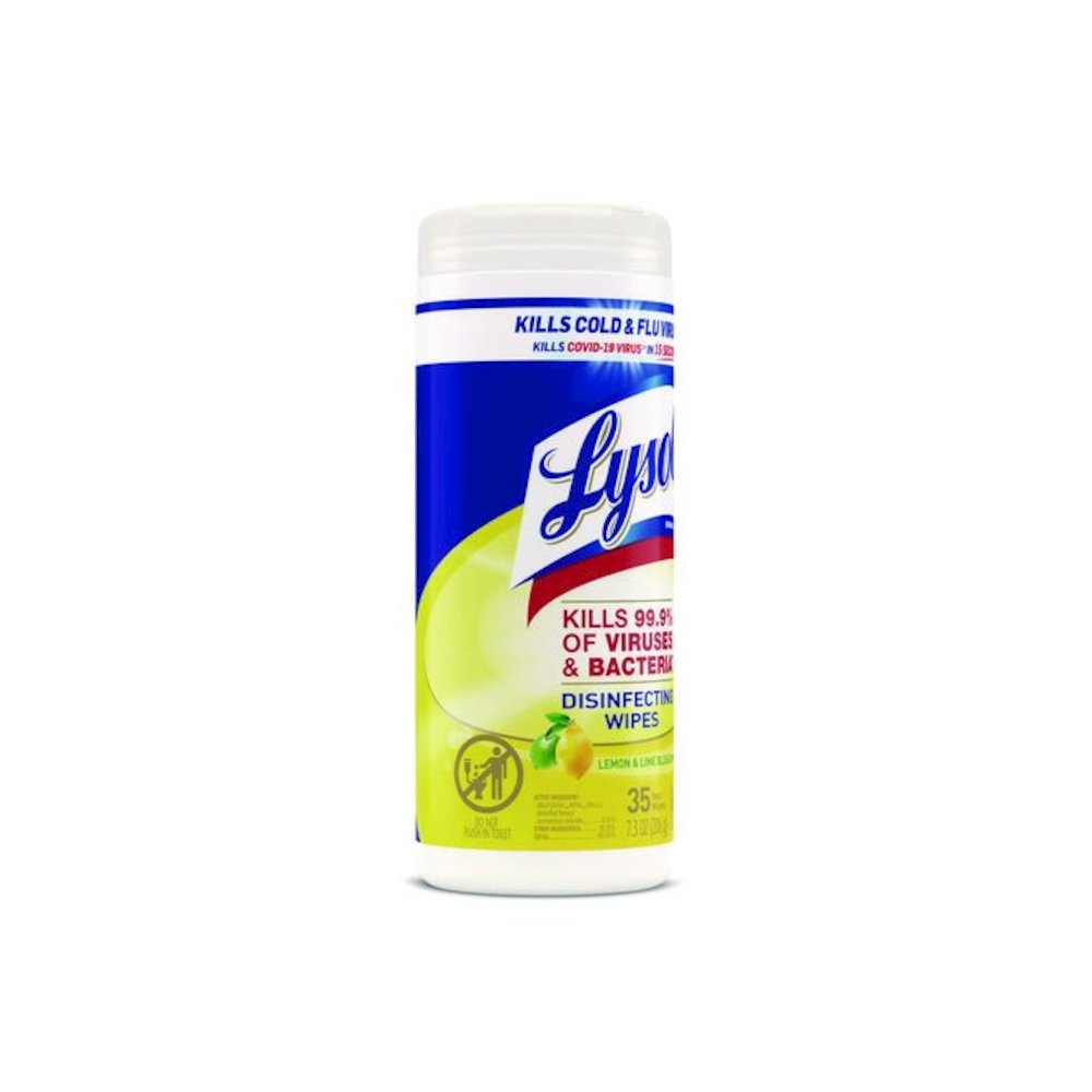 Disinfecting Wipes, 1-Ply, 7 x 7.25, Lemon and Lime Blossom, White, 35 Wipes/Canister, 12 Canisters/Carton. Picture 3