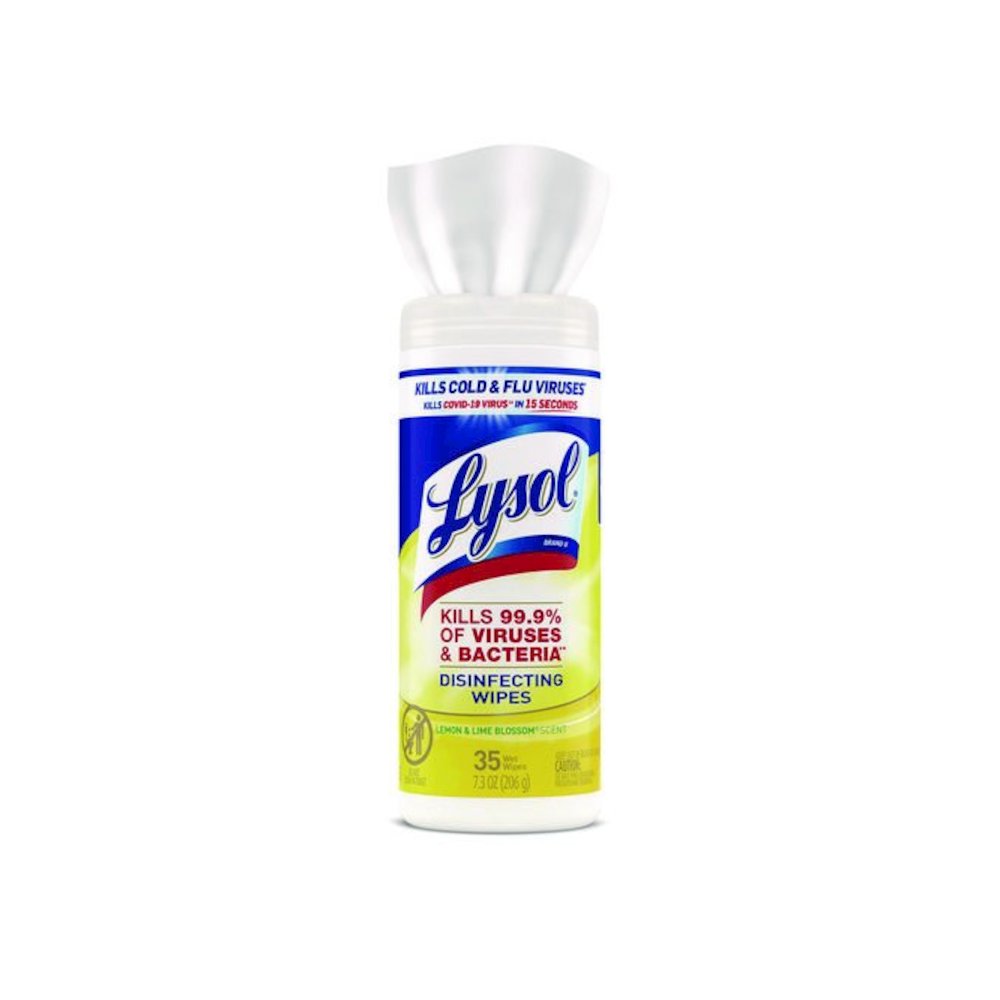 Disinfecting Wipes, 1-Ply, 7 x 7.25, Lemon and Lime Blossom, White, 35 Wipes/Canister, 12 Canisters/Carton. Picture 4