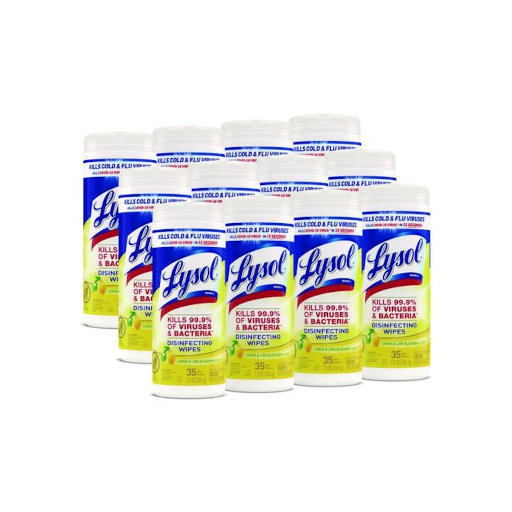 Disinfecting Wipes, 1-Ply, 7 x 7.25, Lemon and Lime Blossom, White, 35 Wipes/Canister, 12 Canisters/Carton. Picture 1