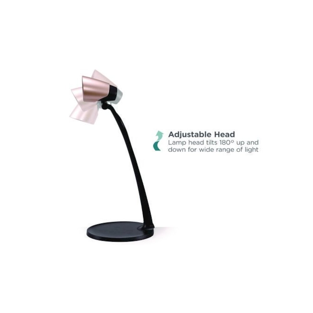 Modern LED Desk Lamp, Black/Rose Gold. Picture 2
