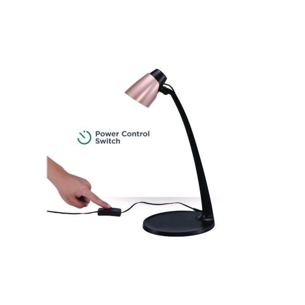 Modern LED Desk Lamp, Black/Rose Gold. Picture 3