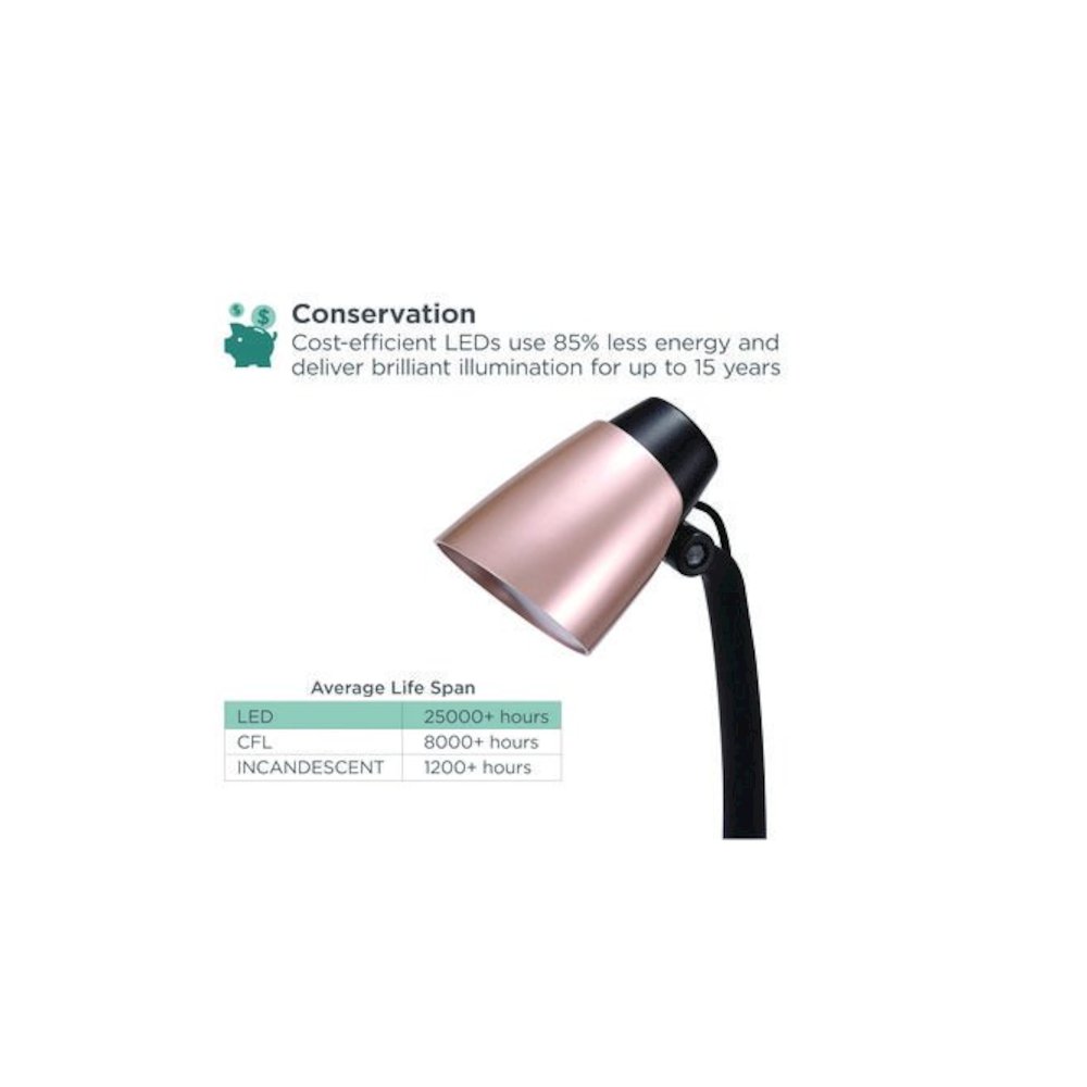 Modern LED Desk Lamp, Black/Rose Gold. Picture 4