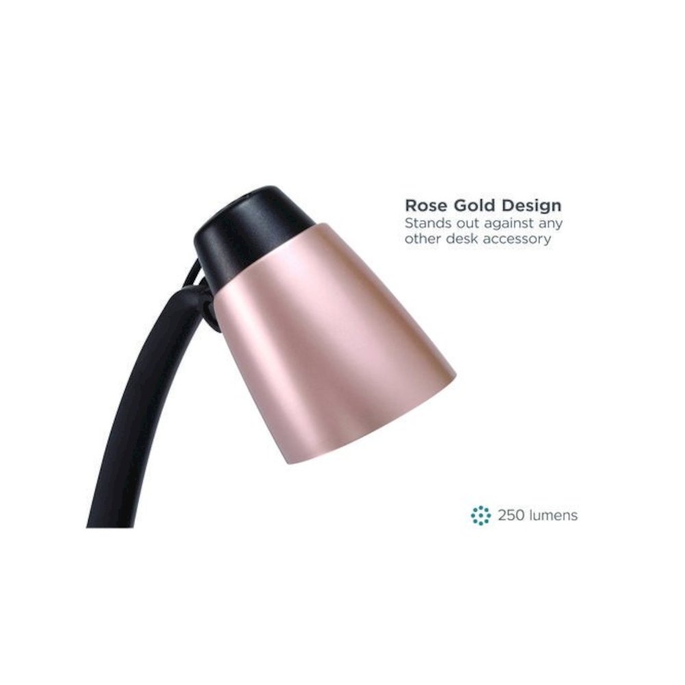 Modern LED Desk Lamp, Black/Rose Gold. Picture 5