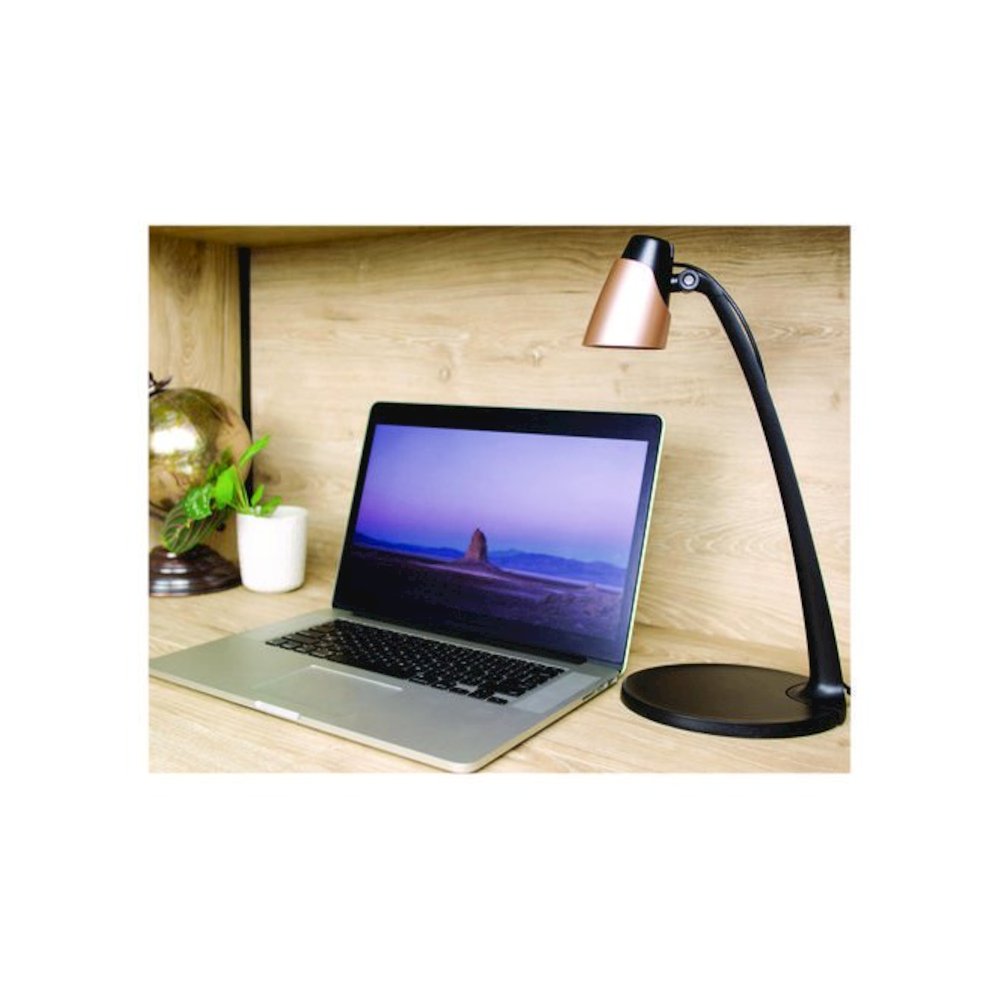 Modern LED Desk Lamp, Black/Rose Gold. Picture 6