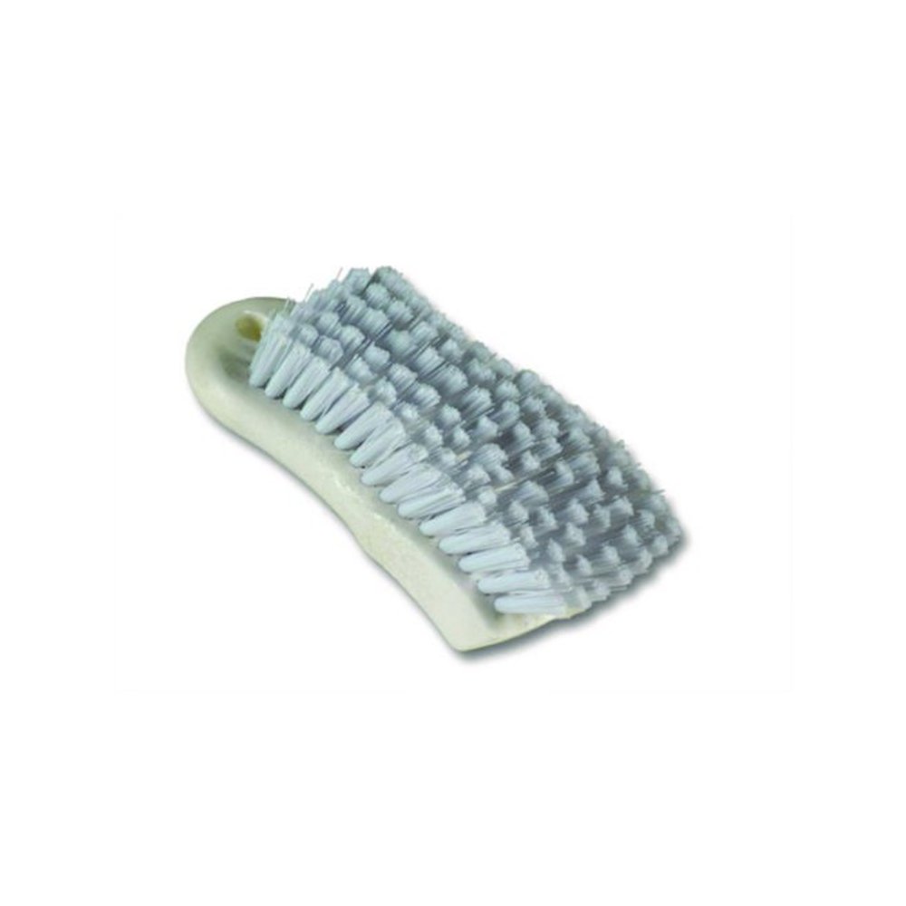 Scrub Brush, White Polypropylene Bristles, 6" Brush, 6" Handle. Picture 4