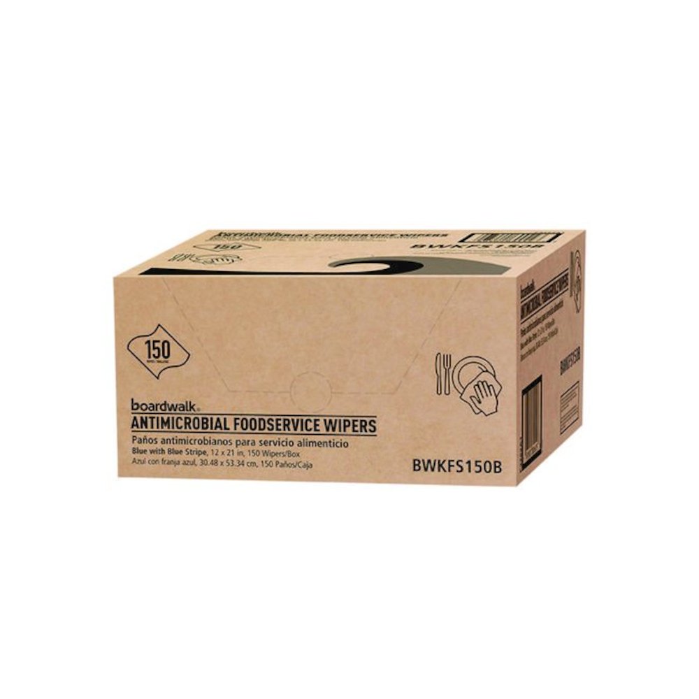 Antimicrobial Foodservice Wipers, 1-Ply, 12 x 21, Blue, 150/Carton. Picture 3