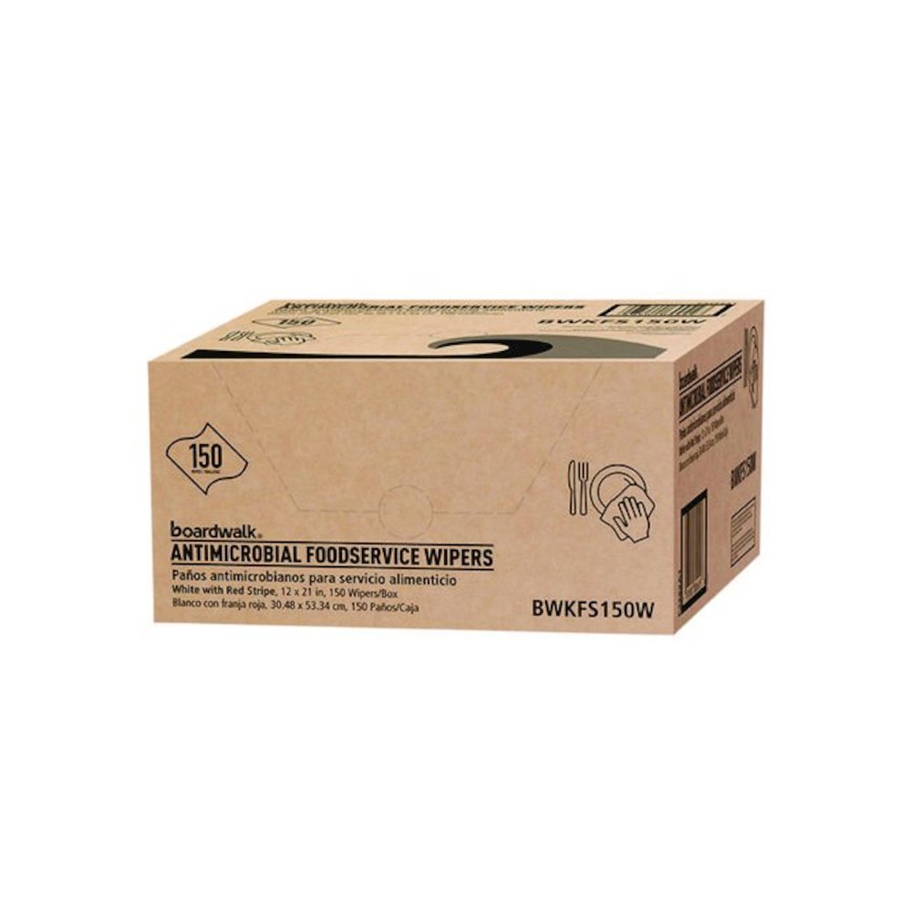Antimicrobial Foodservice Wipers, 1-Ply, 12 x 21, Red/White, 150/Carton. Picture 3