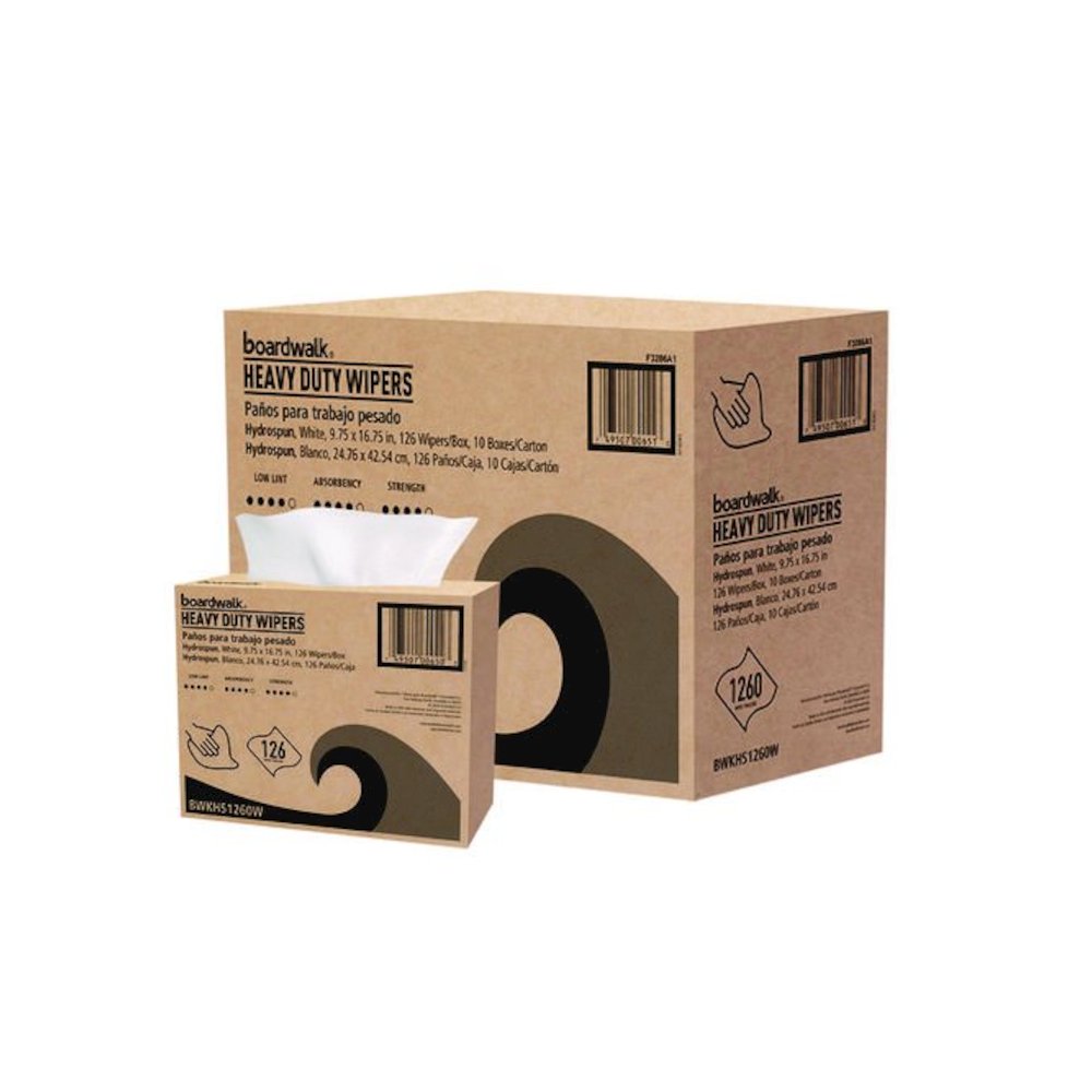 Hydrospun Wipers, 1-Ply, 9.75 x 16.75, White, 126/Box, 10 Boxes/Carton. Picture 1