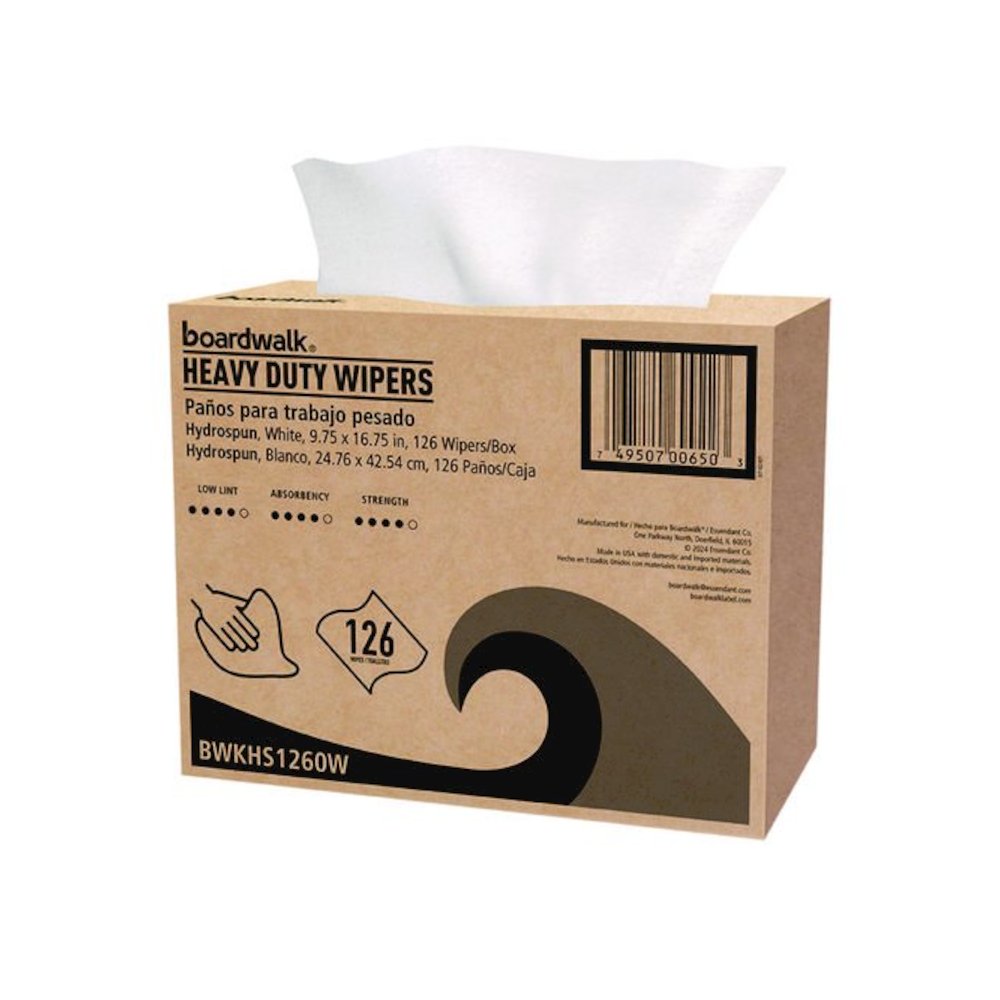 Hydrospun Wipers, 1-Ply, 9.75 x 16.75, White, 126/Box, 10 Boxes/Carton. Picture 2