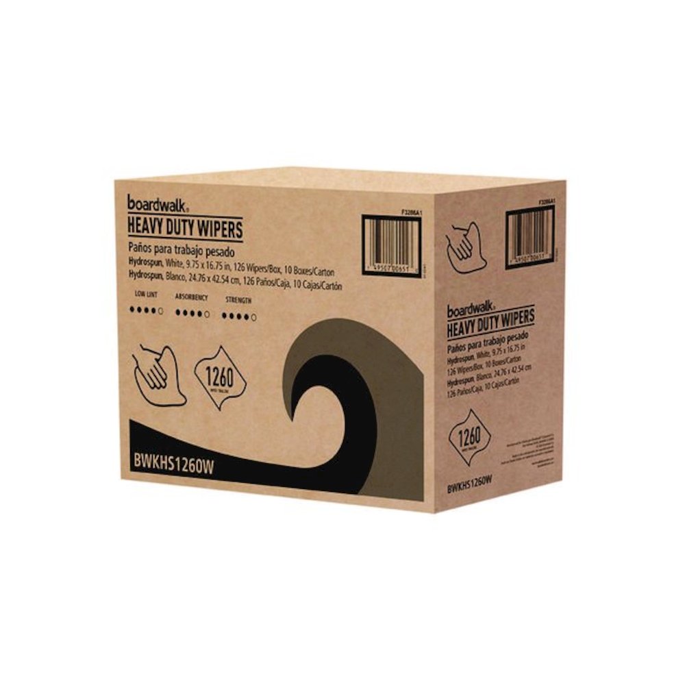 Hydrospun Wipers, 1-Ply, 9.75 x 16.75, White, 126/Box, 10 Boxes/Carton. Picture 3