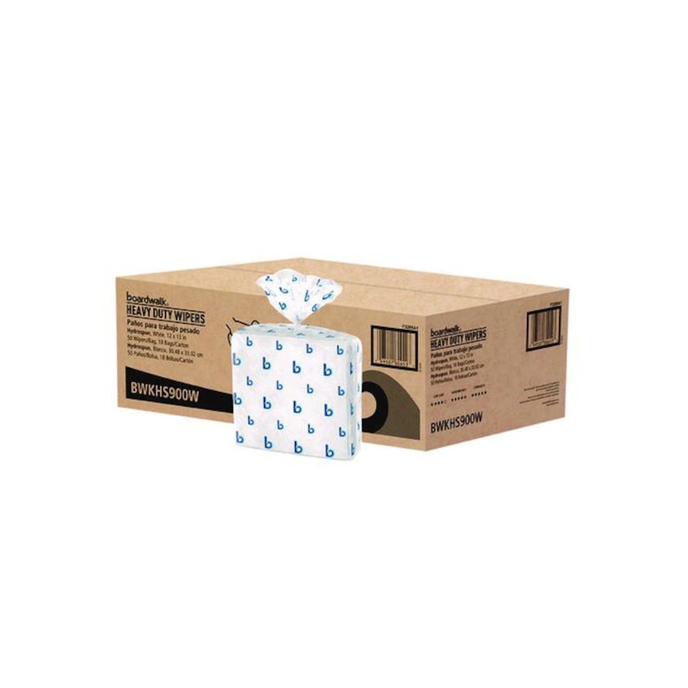 Hydrospun Wipers, 1-Ply, 12 x 13, White, 50/Bag, 18 Bags/Carton. Picture 1