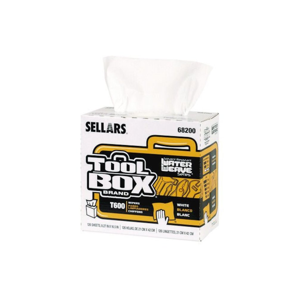 TOOLBOX WaterWeave T600 Wipers, 1-Ply, 8.27 x, 16.5, White, 126 Sheets/Box, 10 Boxes/Carton. Picture 1