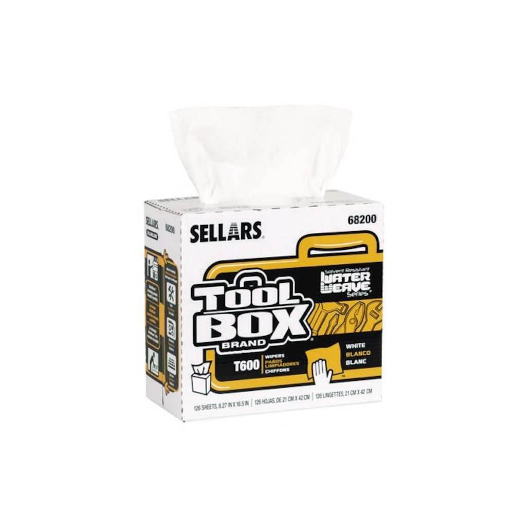 TOOLBOX WaterWeave T600 Wipers, 1-Ply, 8.27 x, 16.5, White, 126 Sheets/Box, 10 Boxes/Carton. Picture 2