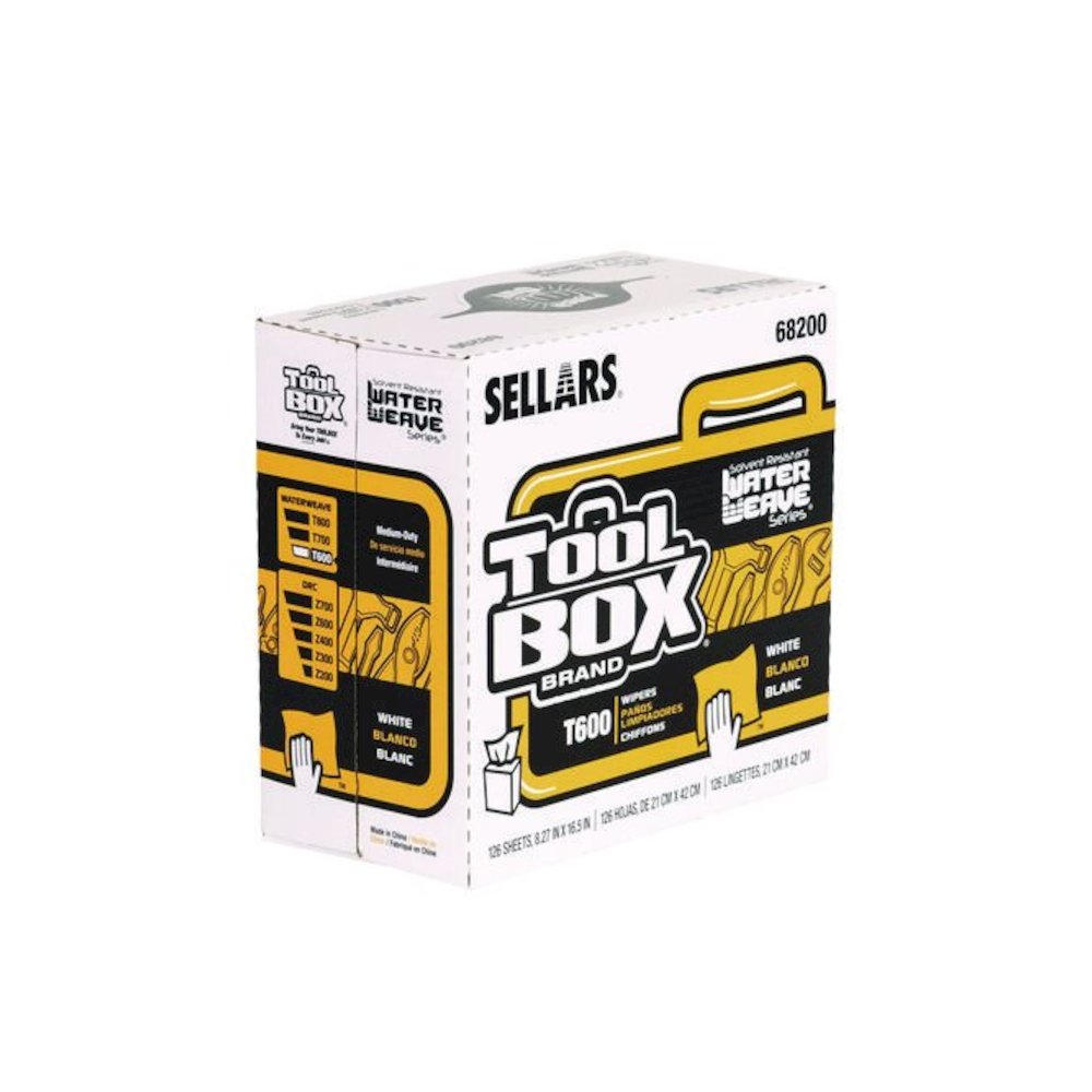 TOOLBOX WaterWeave T600 Wipers, 1-Ply, 8.27 x, 16.5, White, 126 Sheets/Box, 10 Boxes/Carton. Picture 4