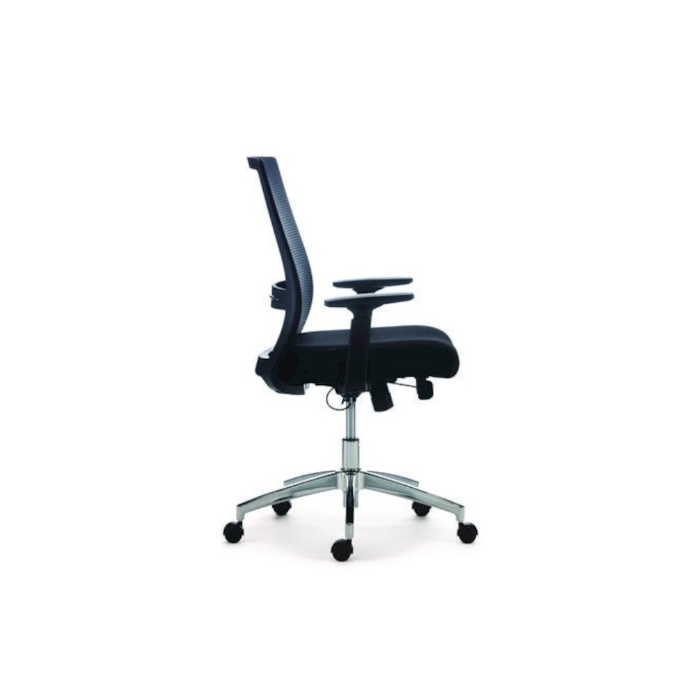 Alera Ashdale Ergonomic Fabric Swivel Task Chair, Supports 275 lb, 18.15 to 21.89 Seat Height, Black Seat/Back, Silver Base. Picture 8