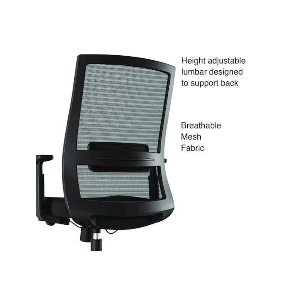 Alera Ashdale Ergonomic Fabric Swivel Task Chair, Supports 275 lb, 18.15 to 21.89 Seat Height, Black Seat/Back, Silver Base. Picture 9