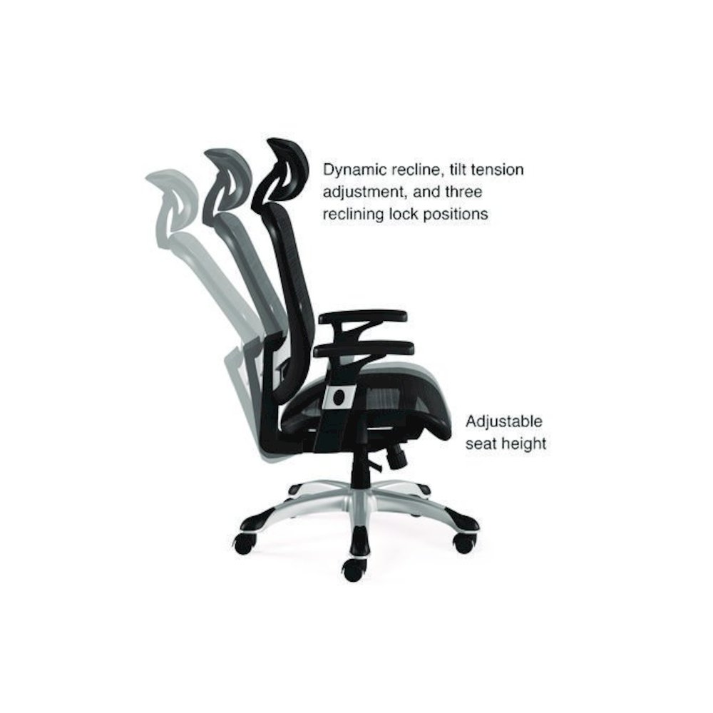 Alera Minerva Ergonomic Mesh Swivel Task Chair, Supports Up to 275lb, 17.24 to 20.98 Seat Height, Gray Seat/Back, Silver Base. Picture 9