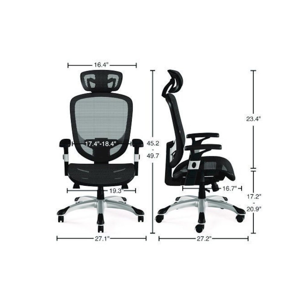 Alera Minerva Ergonomic Mesh Swivel Task Chair, Supports Up to 275lb, 17.24 to 20.98 Seat Height, Gray Seat/Back, Silver Base. Picture 10