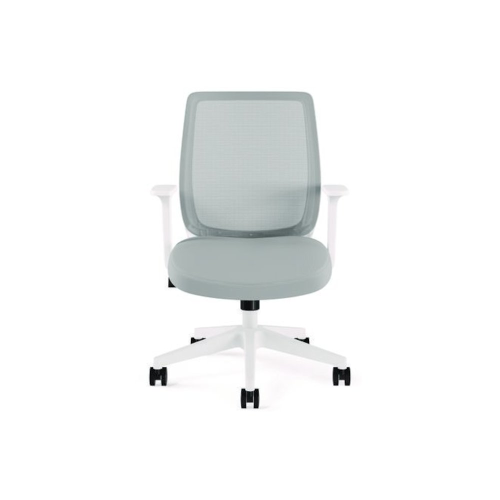 Alera Wessex Ergonomic Fabric Mesh Swivel Task Chair, Supports 275 lb, 17.09 to 20.83 Seat Height, Gray Seat/Back, White Base. Picture 6