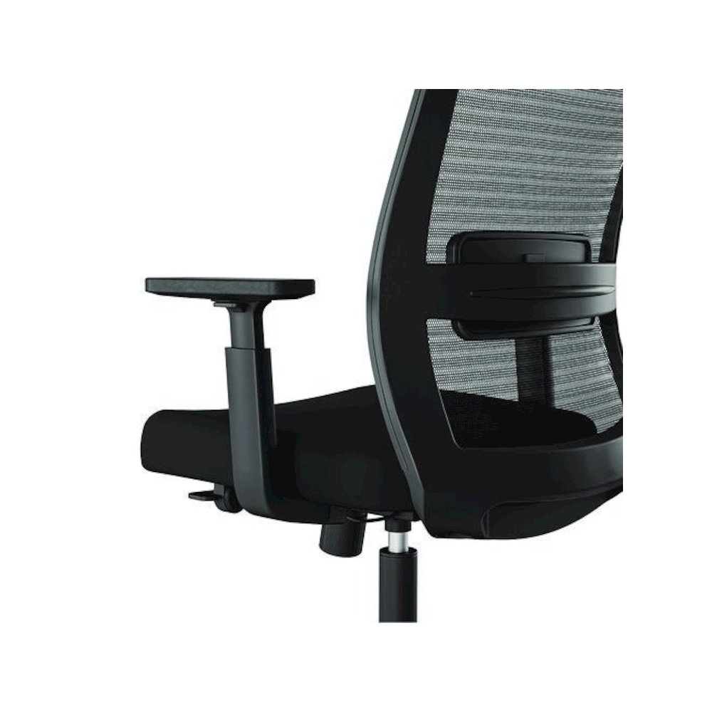 Alera Ashdale Ergonomic Fabric Swivel Task Chair, Supports 275 lb, 18.15 to 21.89 Seat Height, Black Seat/Back, Silver Base. Picture 4