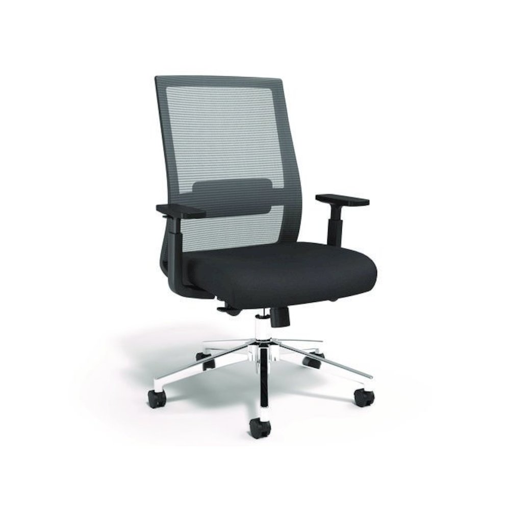Alera Ashdale Ergonomic Fabric Swivel Task Chair, Supports 275 lb, 18.15 to 21.89 Seat Height, Black Seat/Back, Silver Base. Picture 1