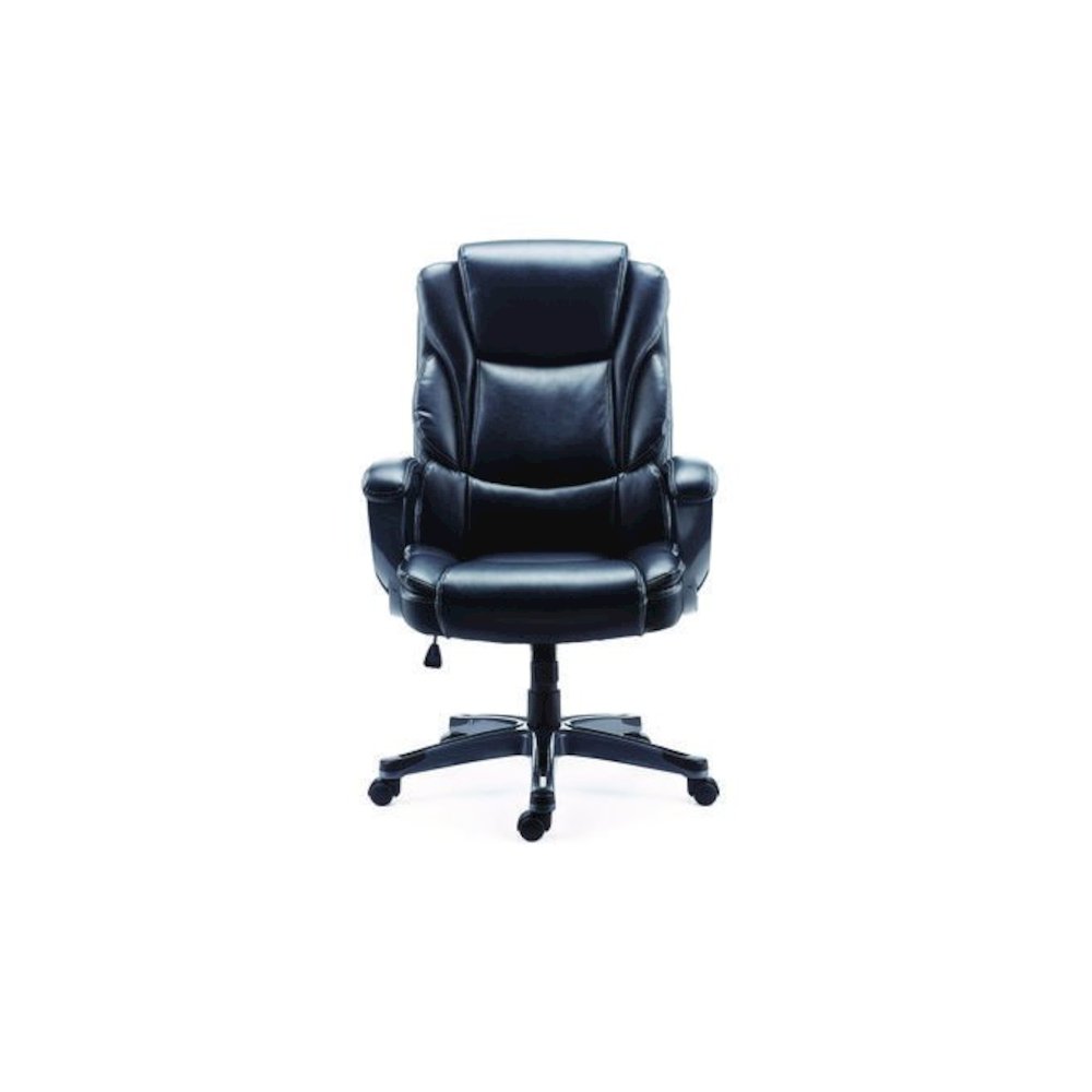 Alera Kirkdale Bonded Leather Manager Chair, Supports Up to 275 lb, 16.18 to 22.76 Seat Height, Black Seat/Back, Black Base. Picture 2