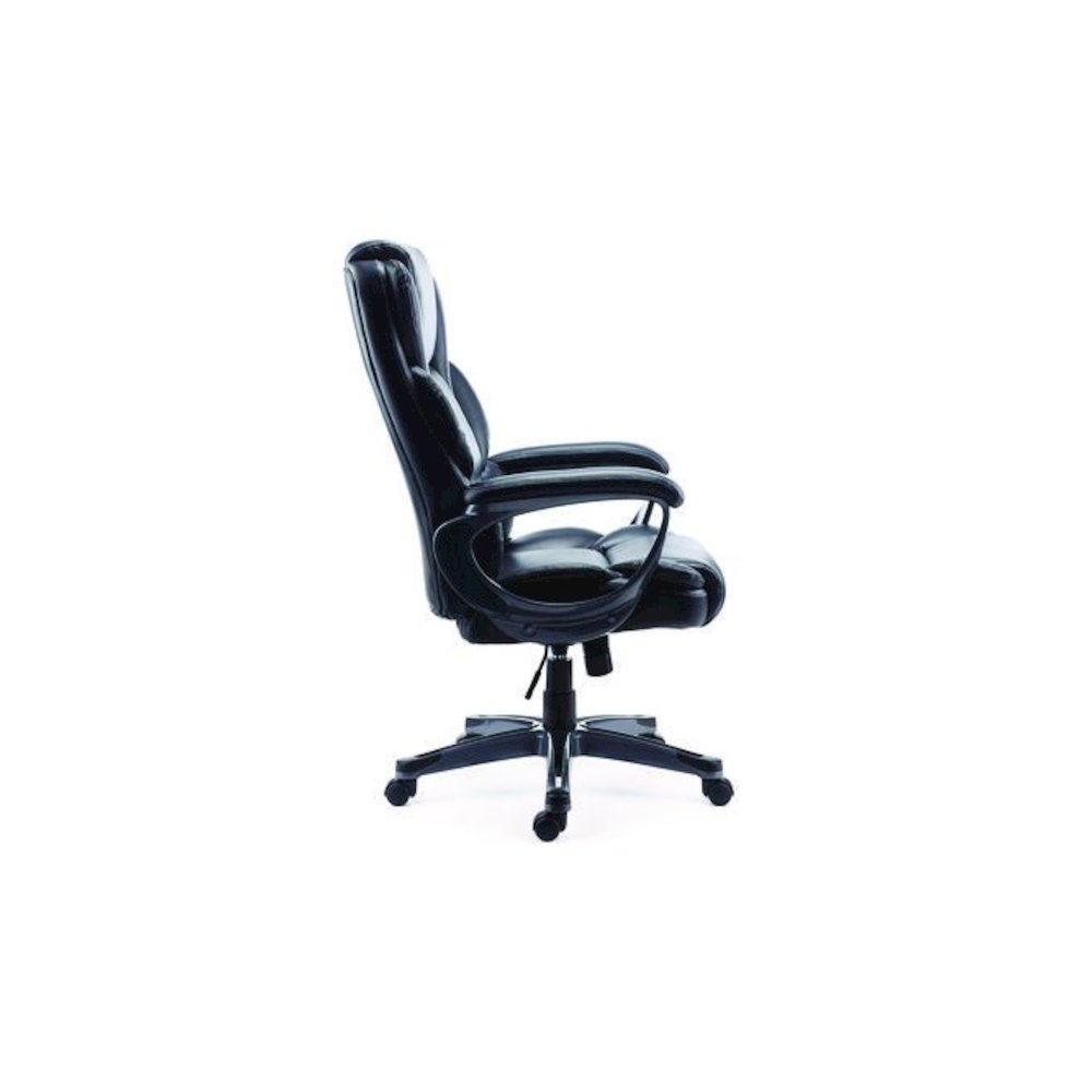 Alera Kirkdale Bonded Leather Manager Chair, Supports Up to 275 lb, 16.18 to 22.76 Seat Height, Black Seat/Back, Black Base. Picture 4