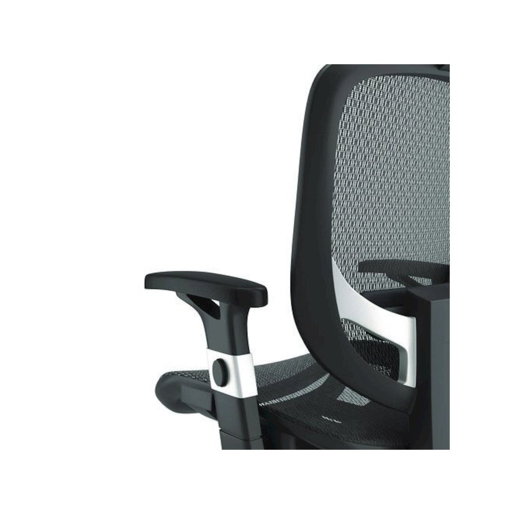 Alera Minerva Ergonomic Mesh Swivel Task Chair, Support Up to 275lb, 17.24 to 20.98 Seat Height, Black Seat/Back, Silver Base. Picture 4
