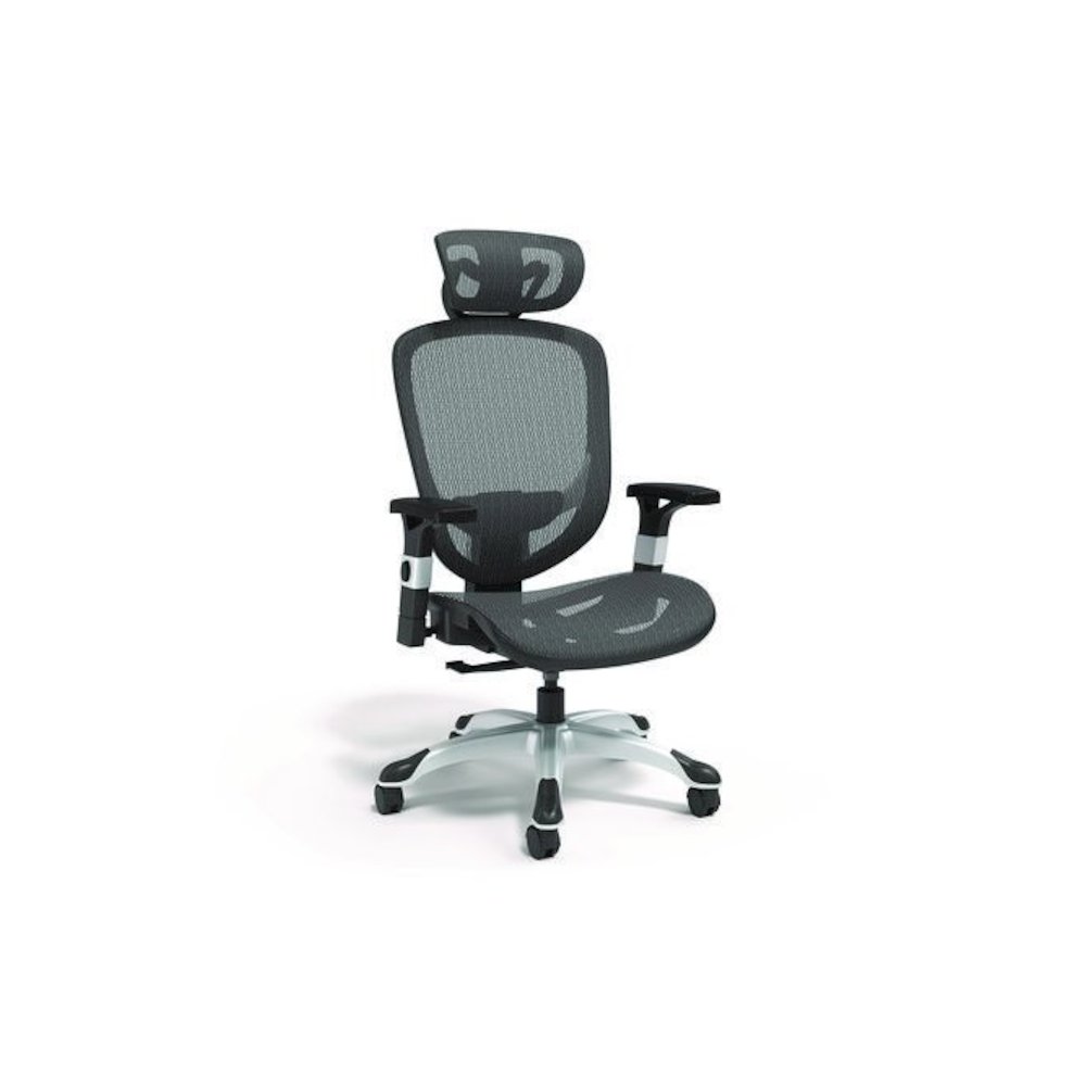 Alera Minerva Ergonomic Mesh Swivel Task Chair, Support Up to 275lb, 17.24 to 20.98 Seat Height, Black Seat/Back, Silver Base. Picture 1