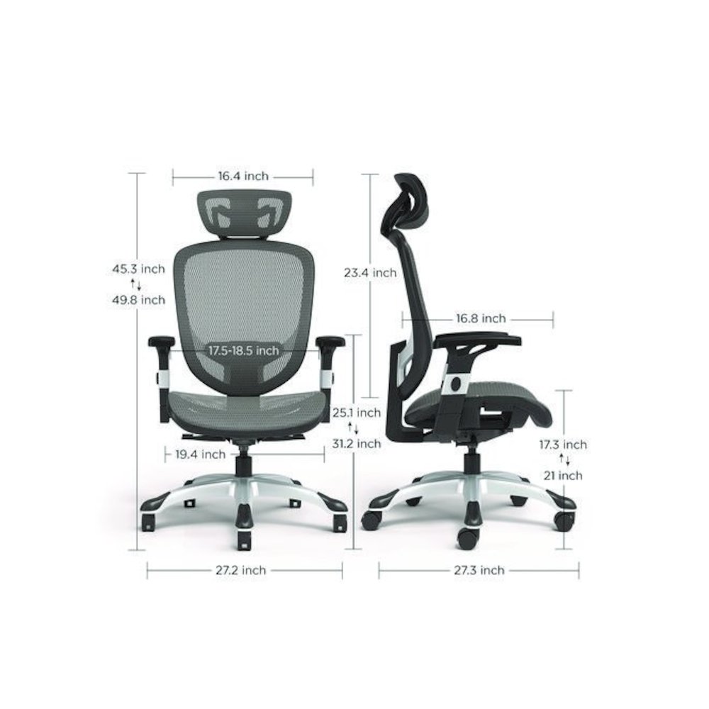 Alera Minerva Ergonomic Mesh Swivel Task Chair, Supports Up to 275lb, 17.24 to 20.98 Seat Height, Gray Seat/Back, Silver Base. Picture 2