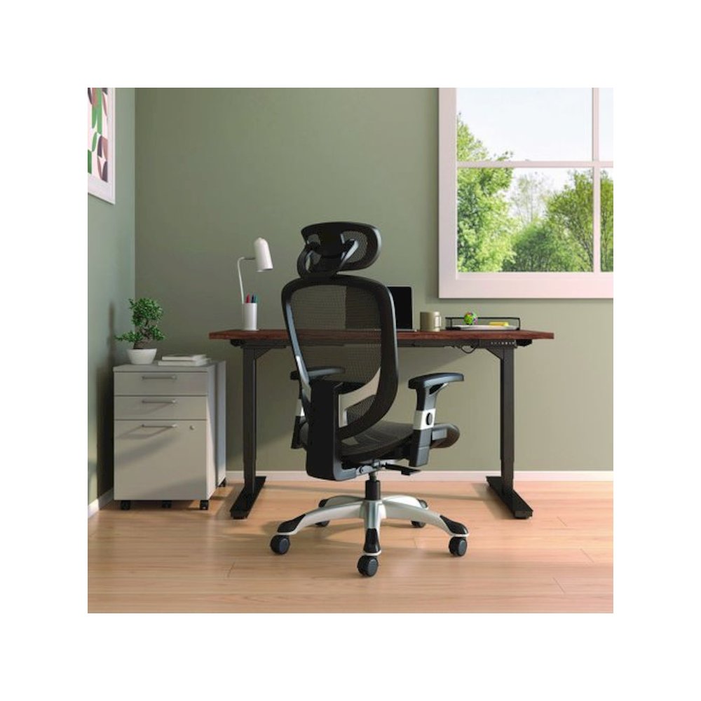 Alera Minerva Ergonomic Mesh Swivel Task Chair, Supports Up to 275lb, 17.24 to 20.98 Seat Height, Gray Seat/Back, Silver Base. Picture 5