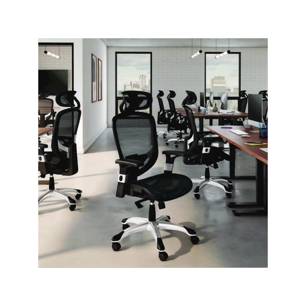 Alera Minerva Ergonomic Mesh Swivel Task Chair, Supports Up to 275lb, 17.24 to 20.98 Seat Height, Gray Seat/Back, Silver Base. Picture 6