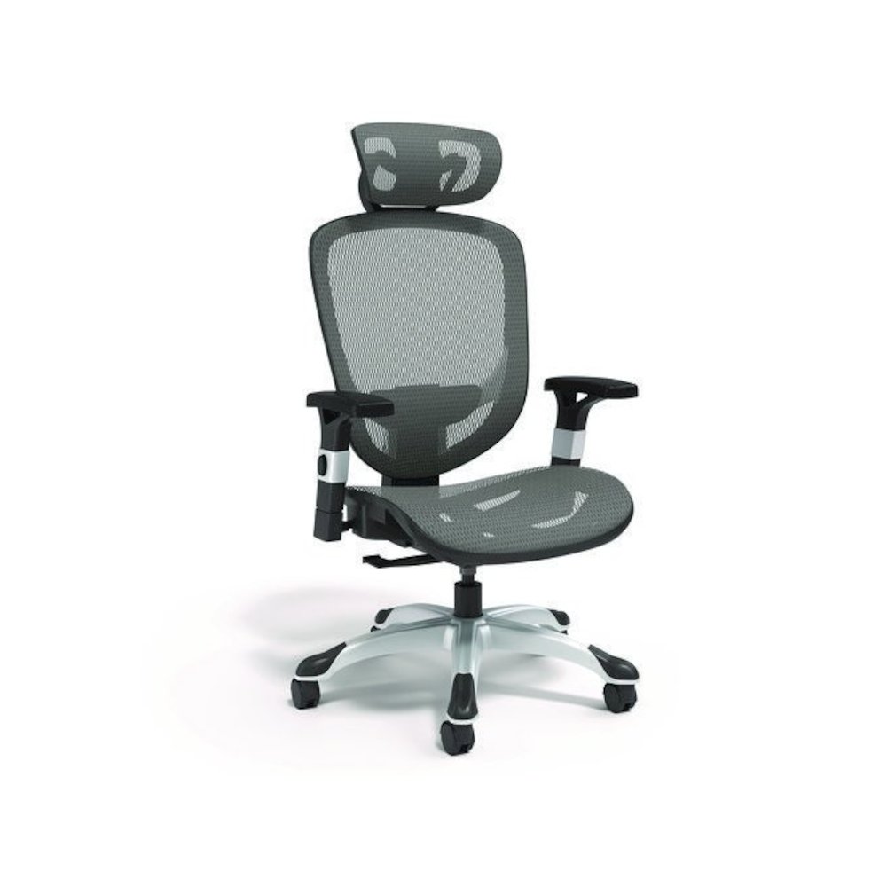Alera Minerva Ergonomic Mesh Swivel Task Chair, Supports Up to 275lb, 17.24 to 20.98 Seat Height, Gray Seat/Back, Silver Base. Picture 1