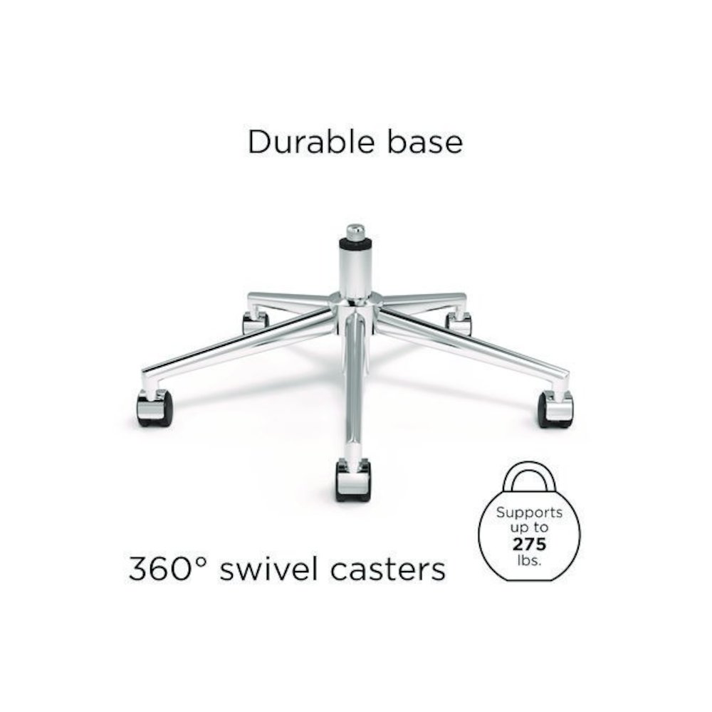 Alera Siskin Fabric Managers Chair, Supports Up to 275 lb, 16.93 to 20.67 Seat Height, Gray Seat, Gray Back, Chrome Base. Picture 4