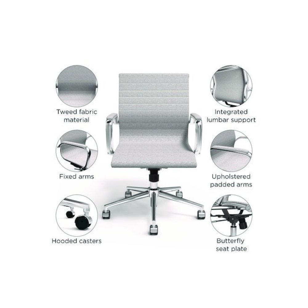 Alera Siskin Fabric Managers Chair, Supports Up to 275 lb, 16.93 to 20.67 Seat Height, Gray Seat, Gray Back, Chrome Base. Picture 5