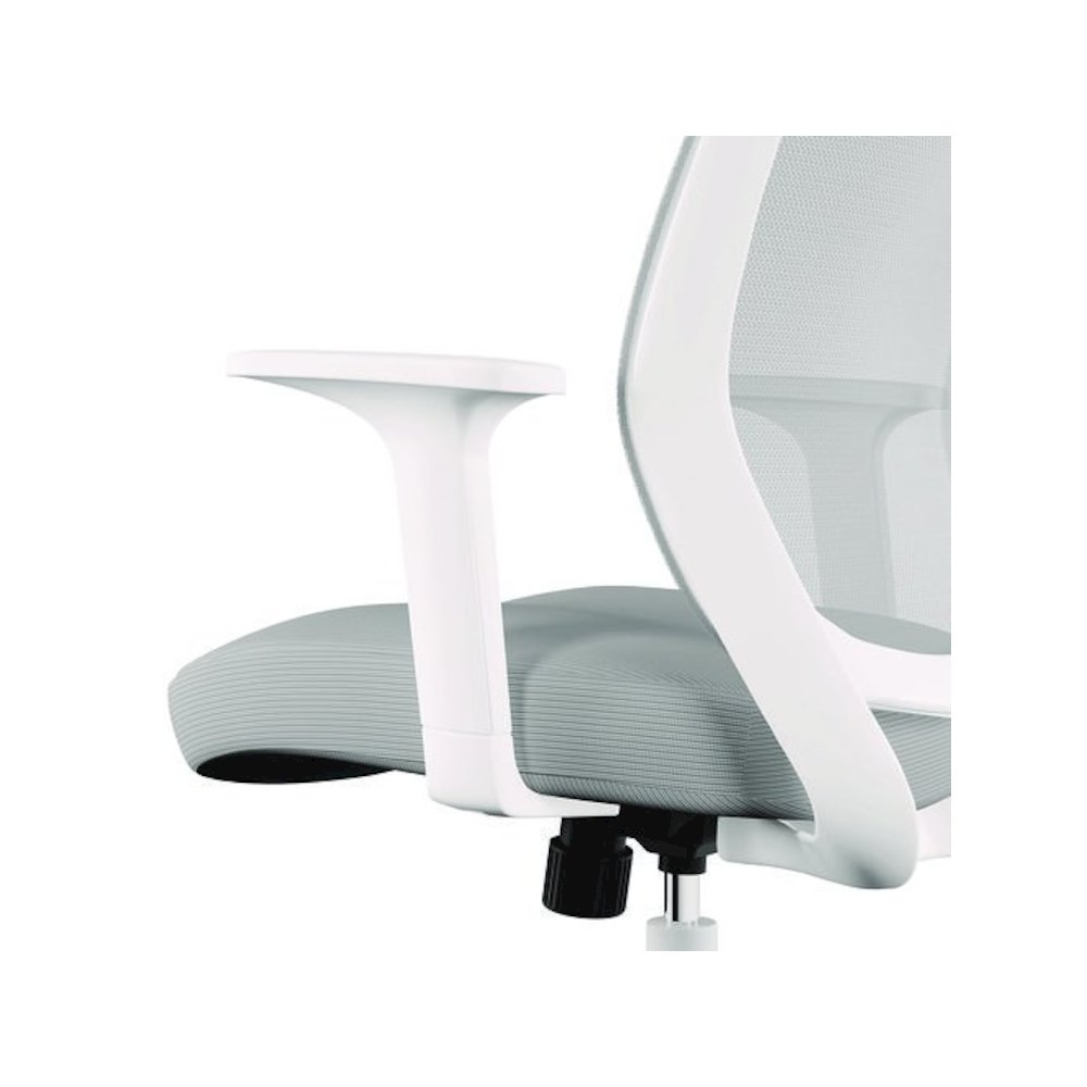 Alera Wessex Ergonomic Fabric Mesh Swivel Task Chair, Supports 275 lb, 17.09 to 20.83 Seat Height, Gray Seat/Back, White Base. Picture 2